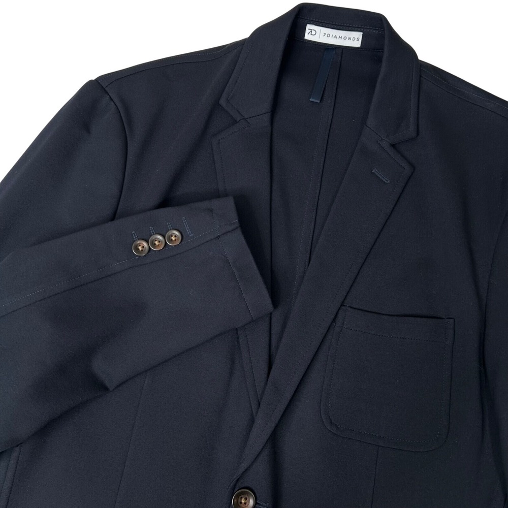 7Diamonds Men's L Connor Fit Stretch‎ Blazer Suit Jacket Navy Large